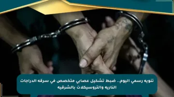 تنويه رسمي اليوم.. ضبط تشكيل عصابي متخصص في سرقة الدراجات النارية والتروسيكلات بالشرقية